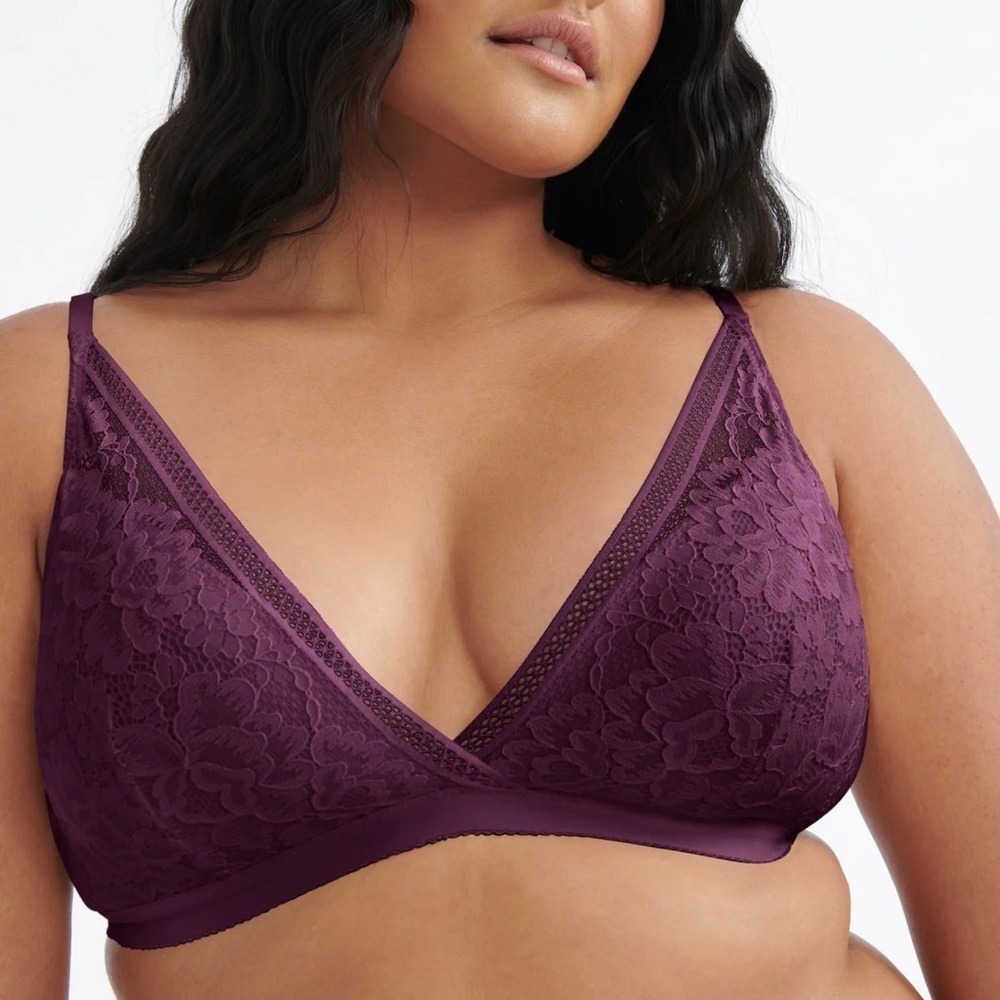 Knix Lace Deep-V Bralette in Deep Purple